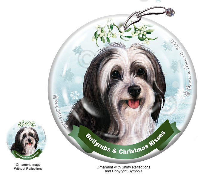 Tibetan Terrier Bellyrubs and Christmas Kisses Ornament