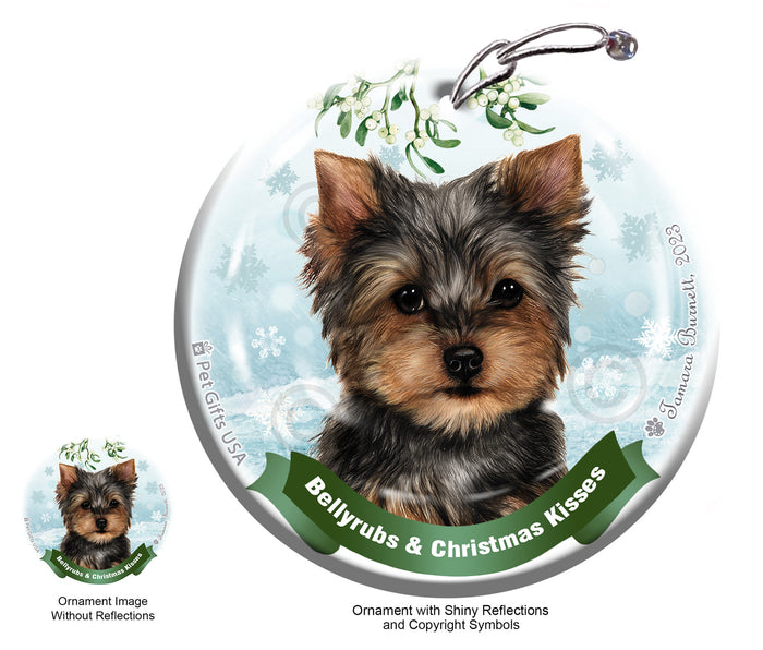Yorkie Bellyrubs and Christmas Kisses Ornament
