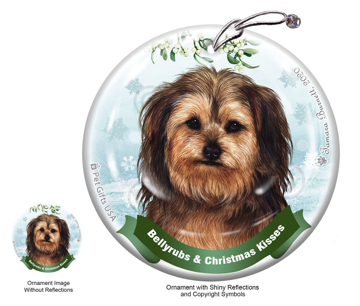 Yorkipoo Bellyrubs and Christmas Kisses Ornament