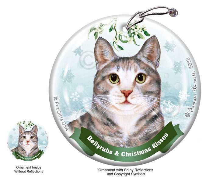 Tuxedo Blue and White Bellyrubs and Christmas Kisses Ornament