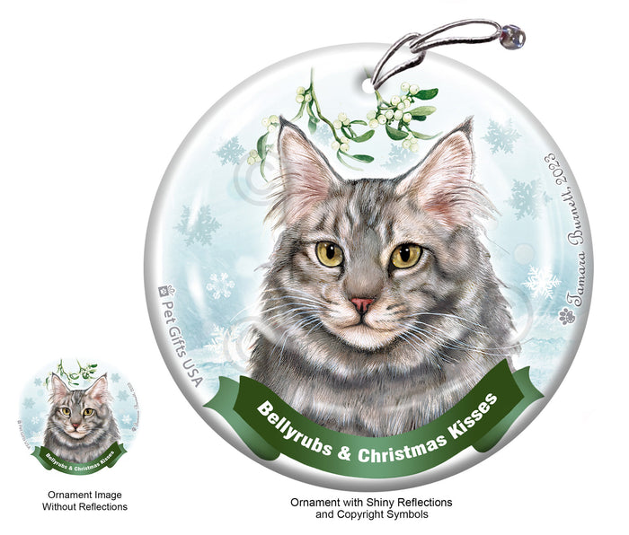 Maine Coon Bellyrubs and Christmas Kisses Ornament