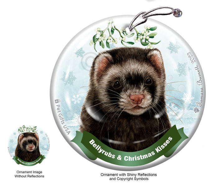 Ferret Bellyrubs and Christmas Kisses Ornament