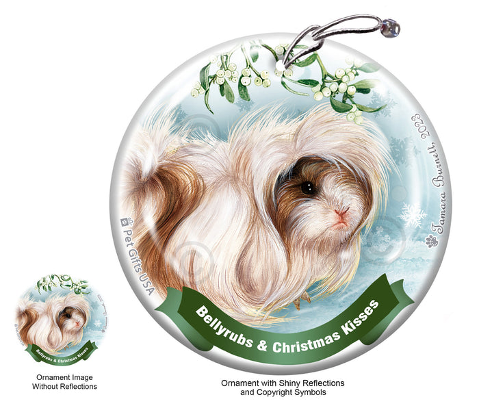 Guinea Pig Peruvian Bellyrubs and Christmas Kisses Ornament