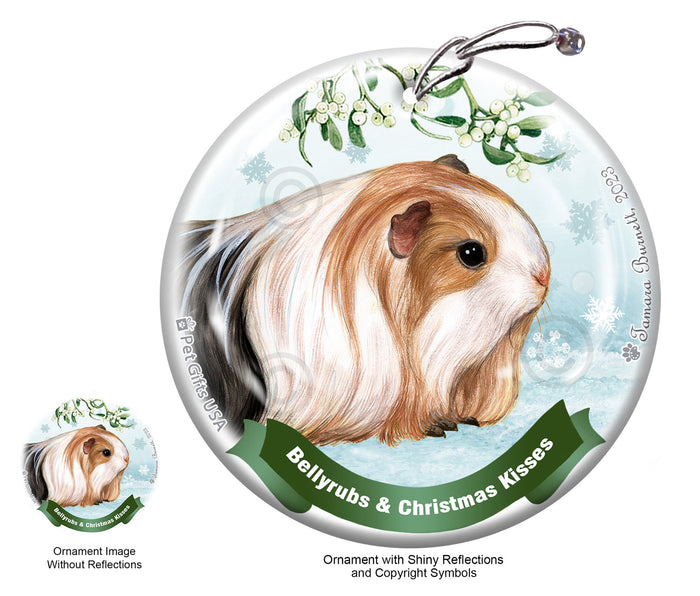 Guinea Pig Silkie Bellyrubs and Christmas Kisses Ornament