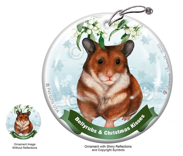 Hamster Bellyrubs and Christmas Kisses Ornament