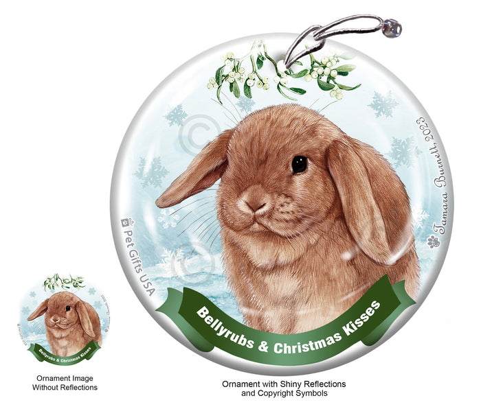 Rabbit Mini Lop Cinnamon Bellyrubs and Christmas Kisses Ornament