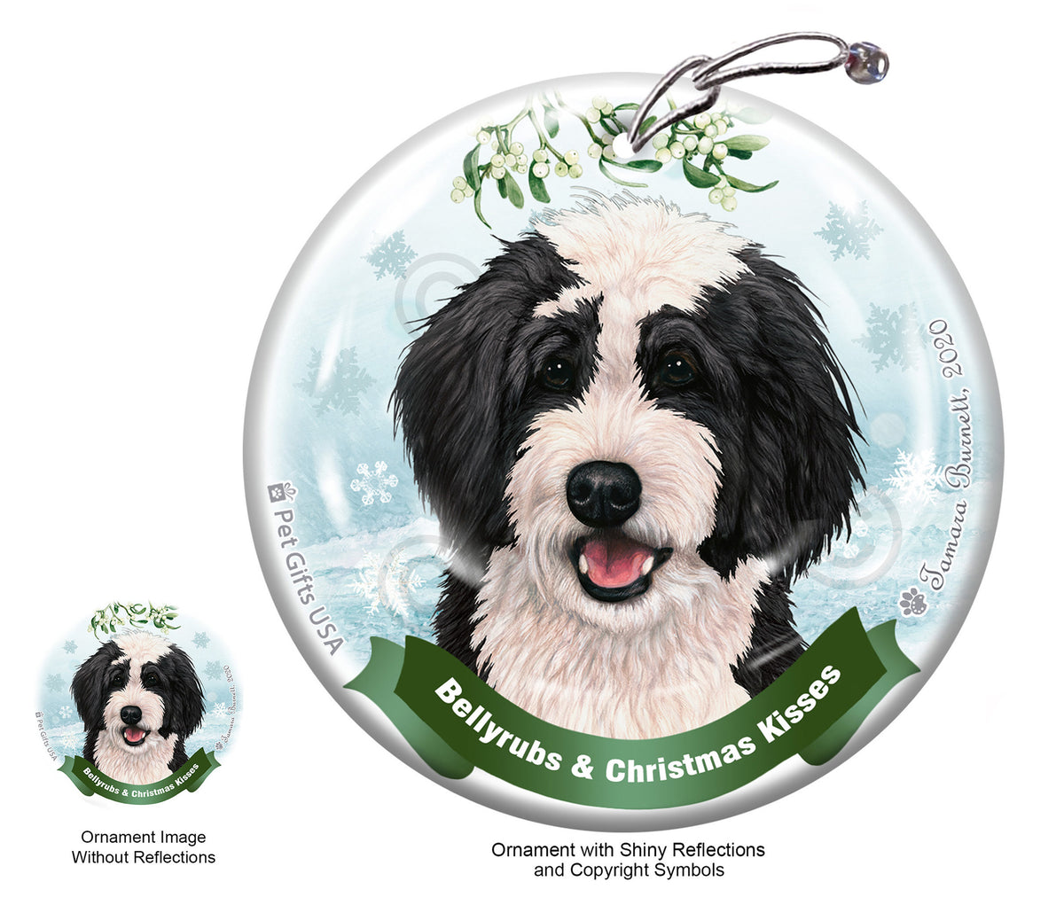 Bernedoodle Black and White Ornament
