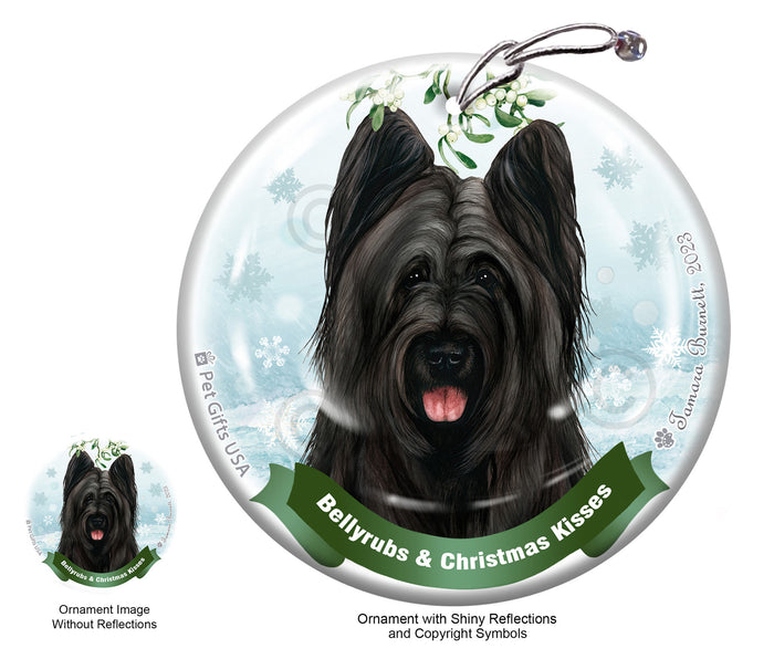 Briard Black Bellyrubs and Christmas Kisses Ornament