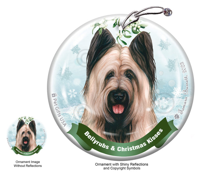 Briard Light Fawn Bellyrubs and Christmas Kisses Ornament