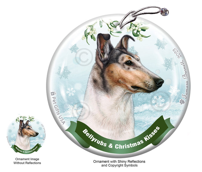 Smooth Collie Bellyrubs and Christmas Kisses Ornament