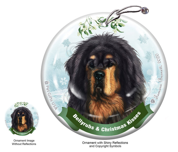 Tibetan Mastiff Bellyrubs and Christmas Kisses Ornament