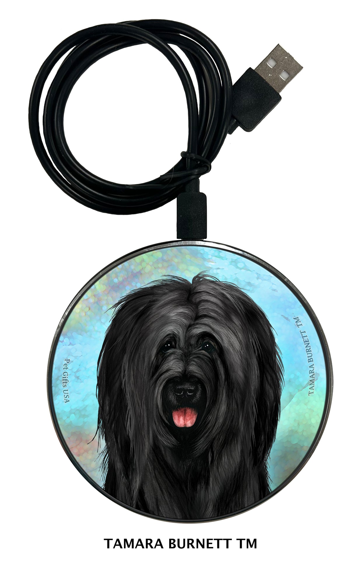 Briard Black Uncropped Zoomies Wireless Charger