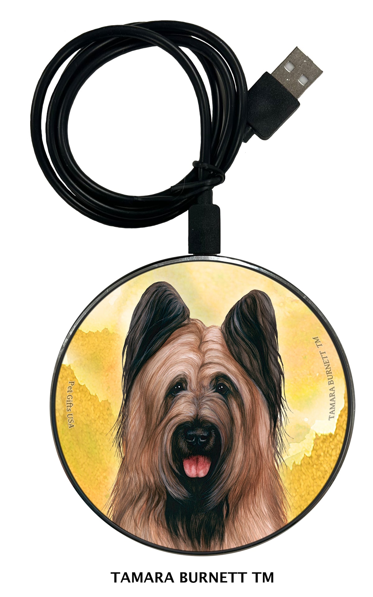 Briard Fawn Cropped Zoomies Wireless Charger