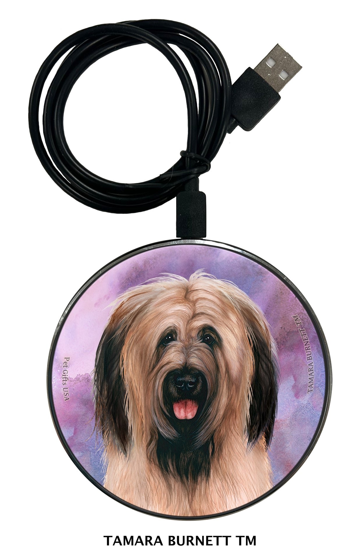 Briard Fawn Uncropped Zoomies Wireless Charger