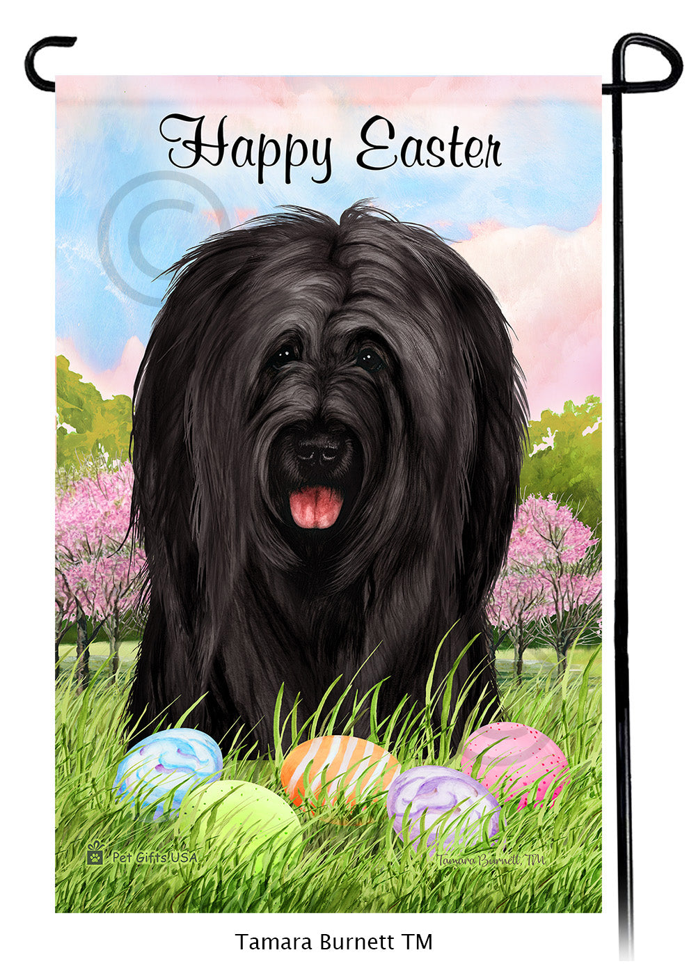 Briard Happy Easter - Garden Flag
