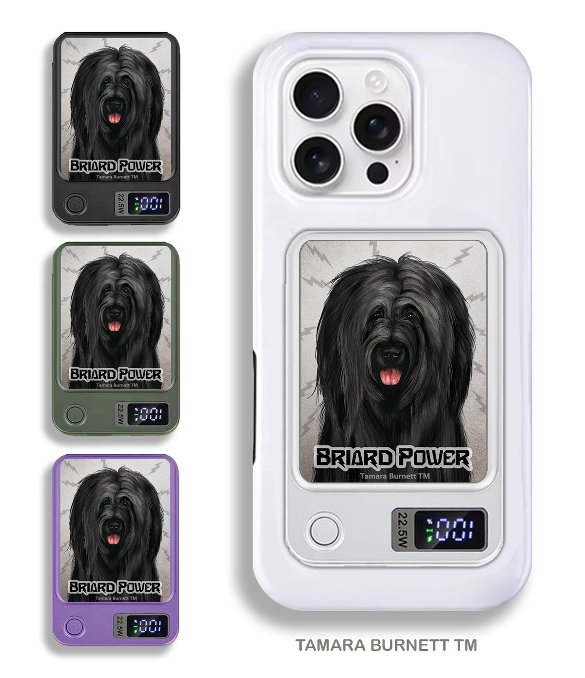 Briard Black Uncropped Phone Bank Wireless Charger