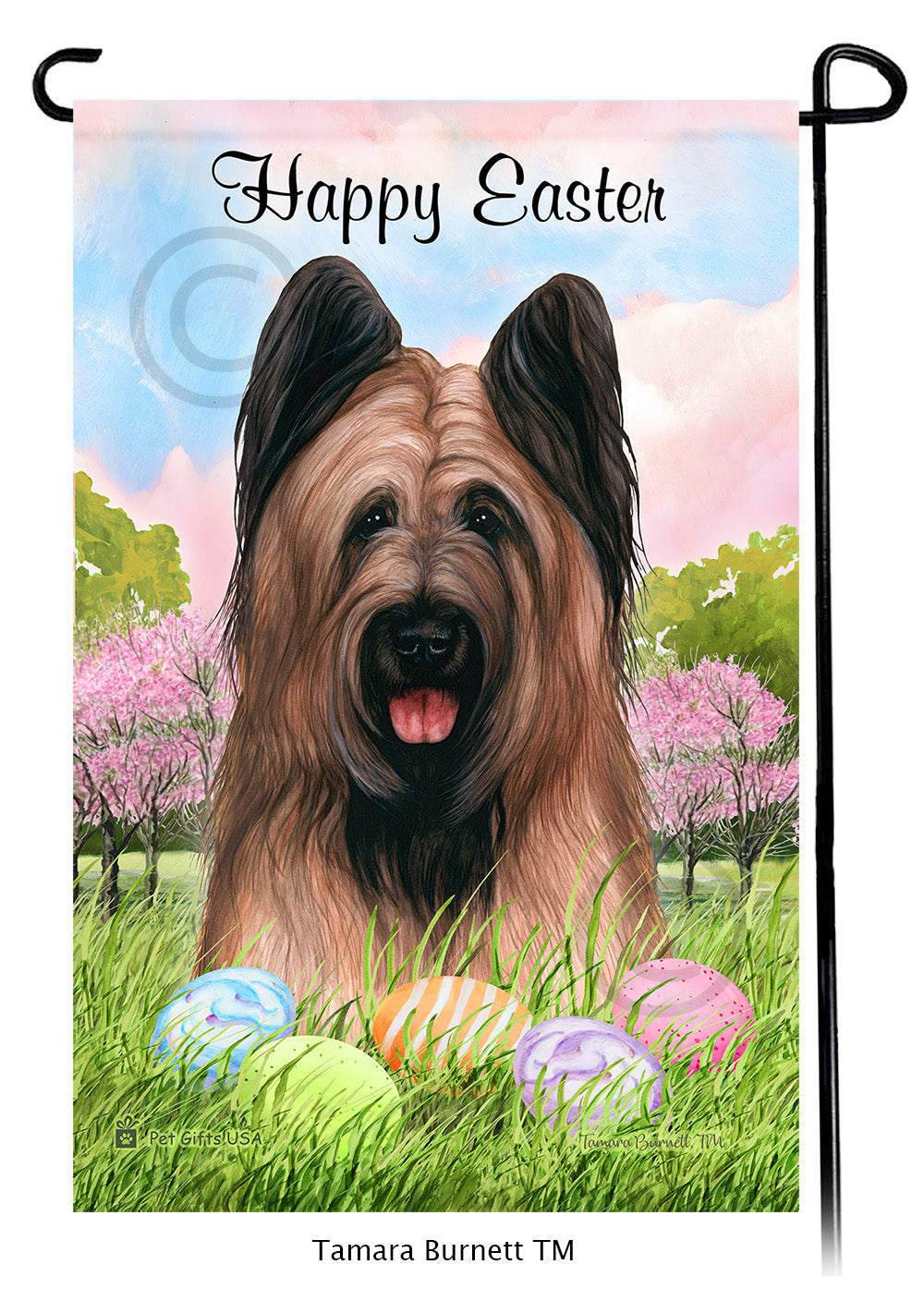 Briard Happy Easter - Garden Flag