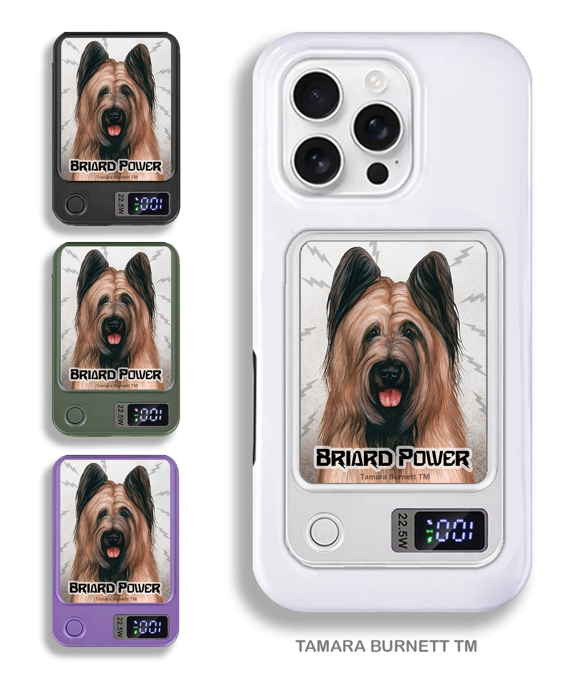 Briard Fawn Cropped Phone Bank Wireless Charger