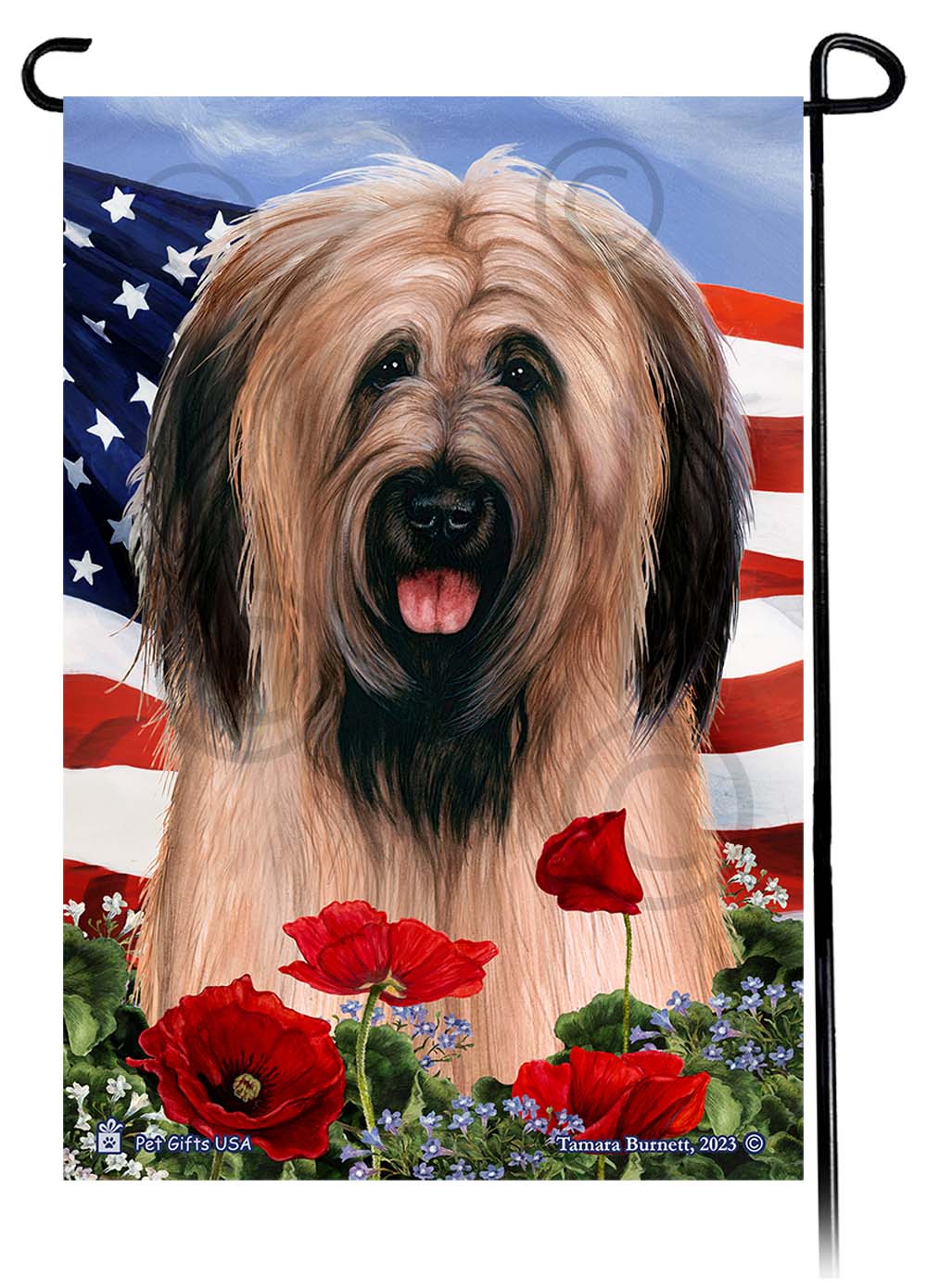 Briard Patriotic Flowers - Garden Flag