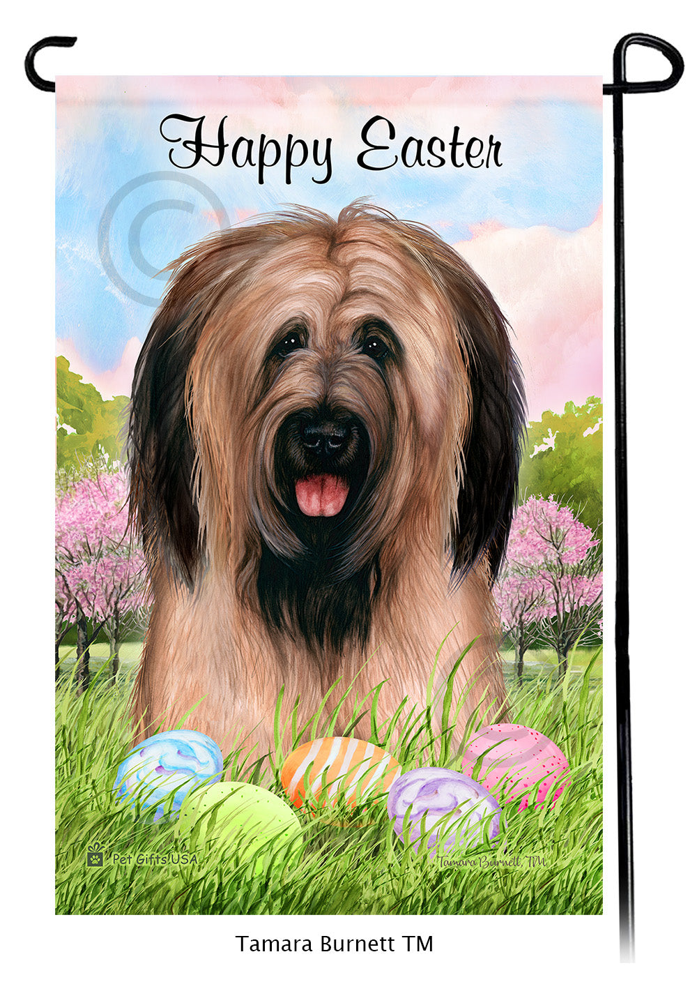 Briard Happy Easter - Garden Flag
