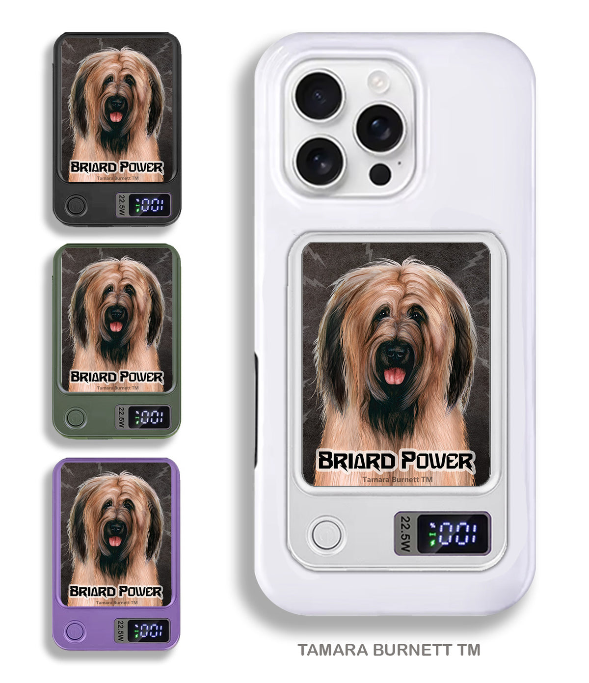 Briard Fawn Uncropped Phone Bank Wireless Charger