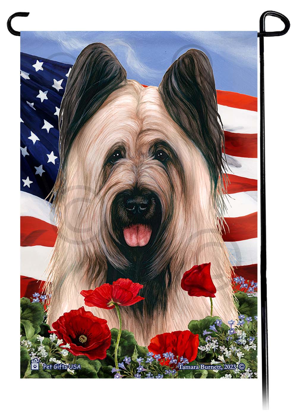 Briard Patriotic Flowers - Garden Flag