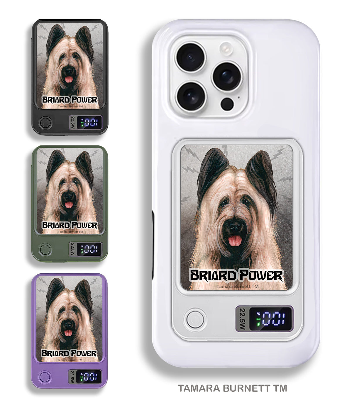 Briard Light Fawn Cropped Phone Bank Wireless Charger