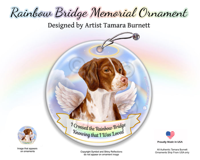 Brittany Orange and White Rainbow Bridge Memorial Ornament