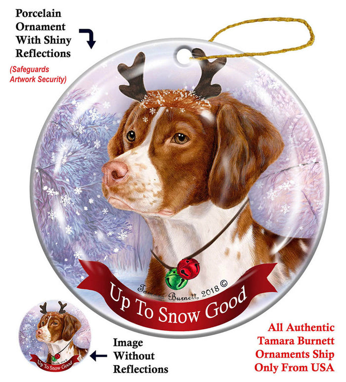 Brittany Orange and White - Up To Snow Good Ornament