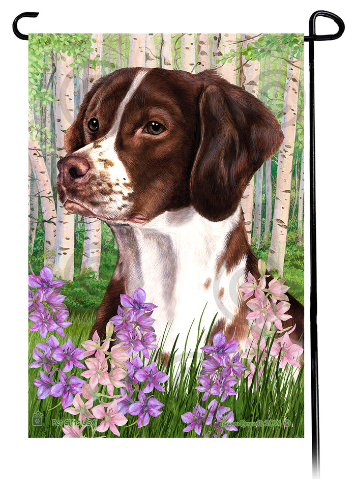 Brittany Spaniel Spring Flowers Garden Flags