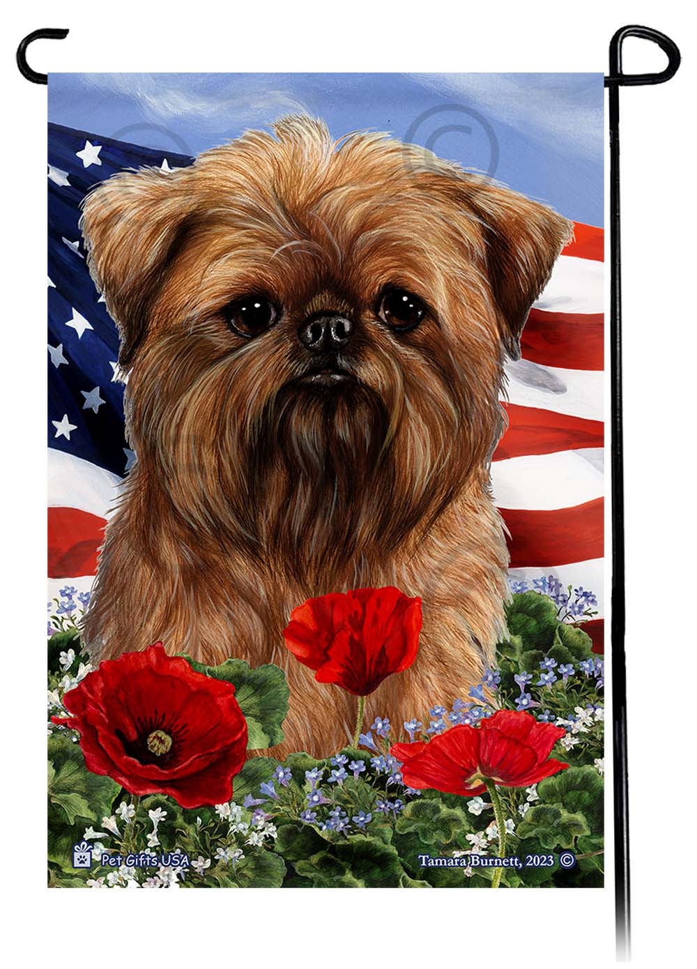 Brussels Griffon Patriotic Flowers Garden Flags
