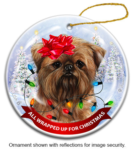 Brussels Griffon Brown All Wrapped Up Ornament
