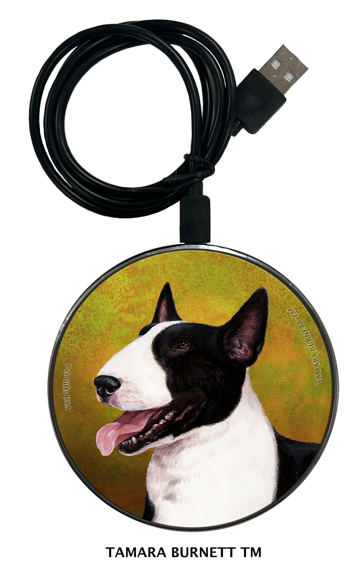 Bull Terrier Black and White Zoomies Wireless Charger