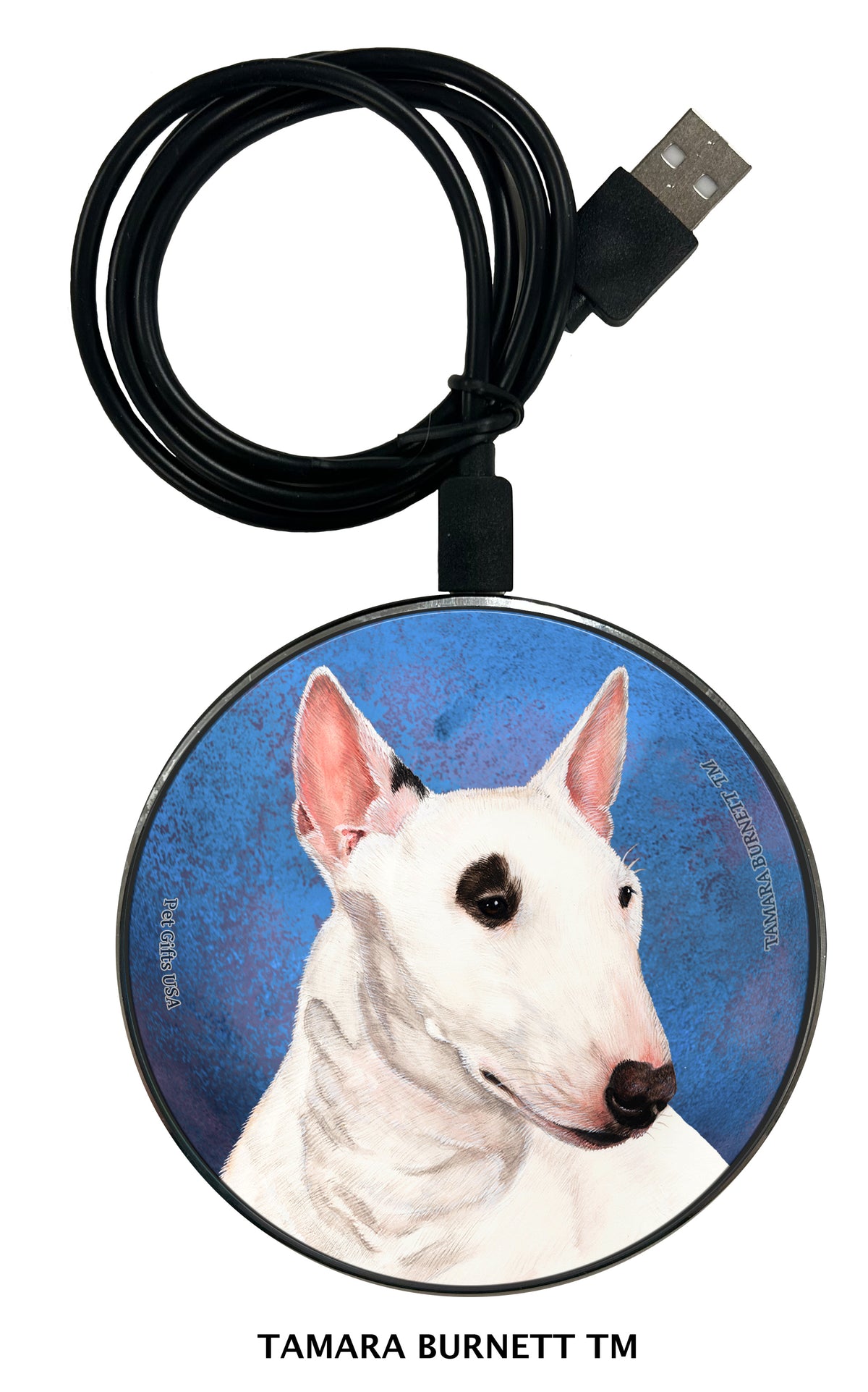 Bull Terrier Mini White Zoomies Wireless Charger
