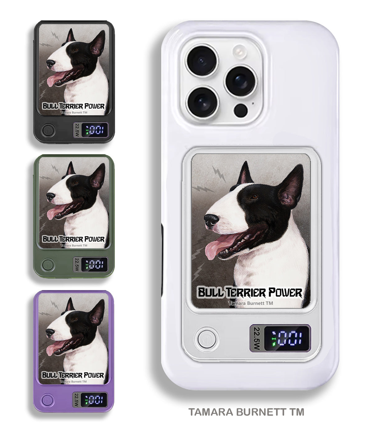 Bull Terrier Black and White Phone Bank Wireless Charger
