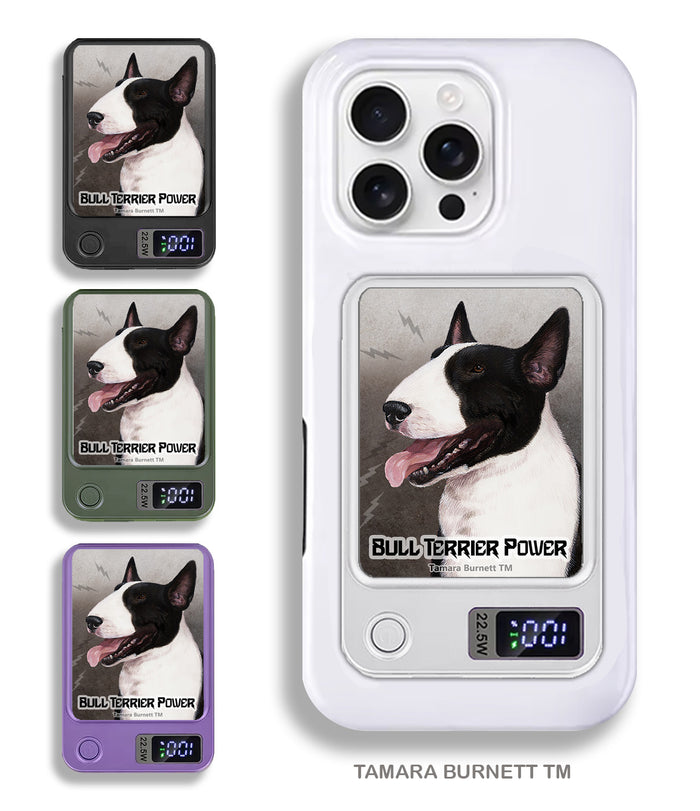 Bull Terrier Black and White Phone Bank Wireless Charger