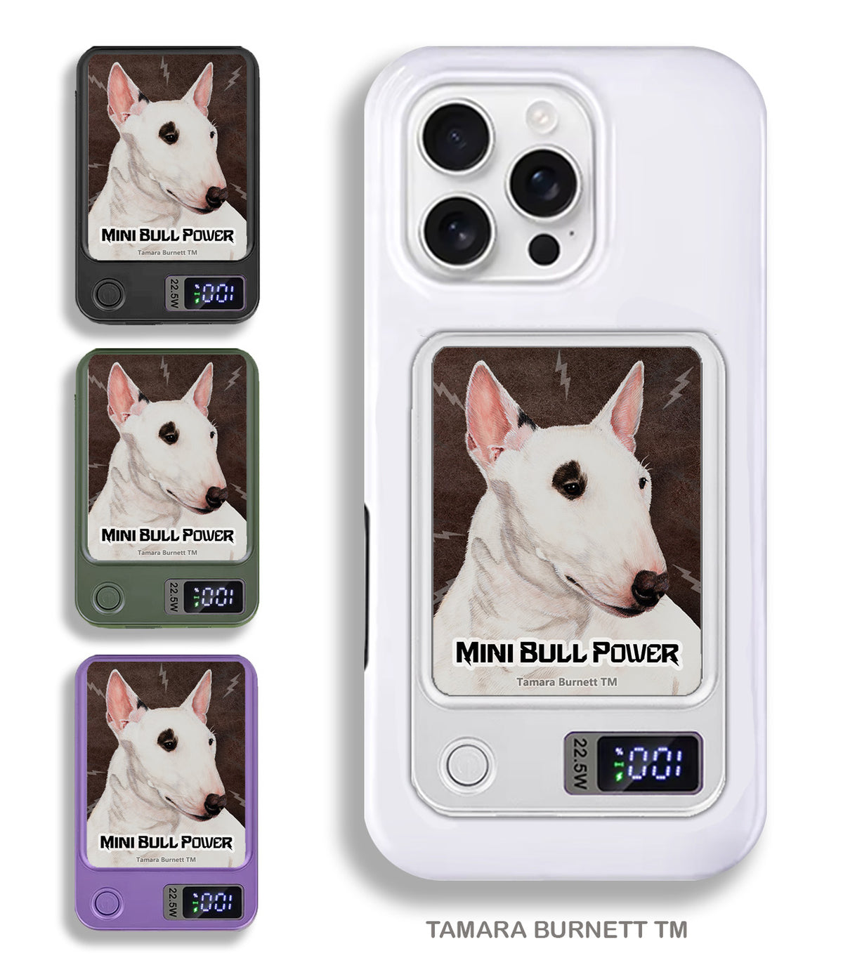 Bull Terrier Mini White Phone Bank Wireless Charger