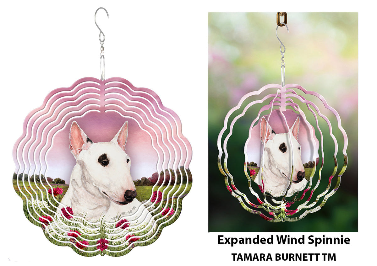 Bull Terrier Mini White Wind Spinner