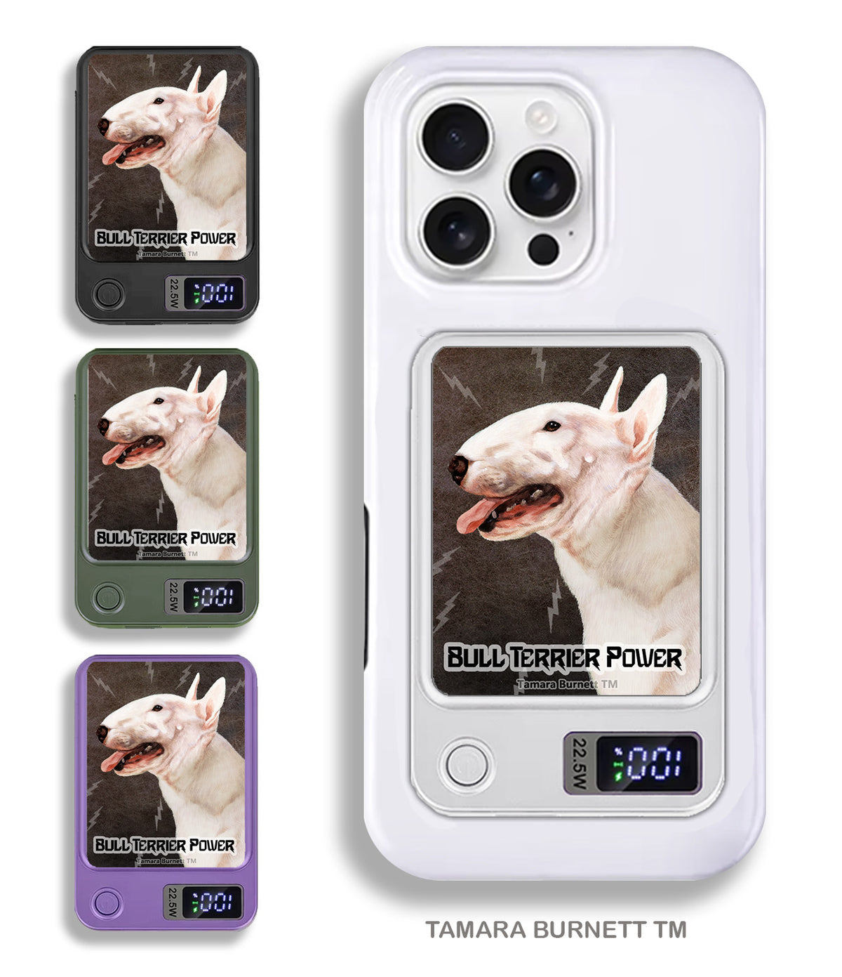 Bull Terrier White Phone Bank Wireless Charger