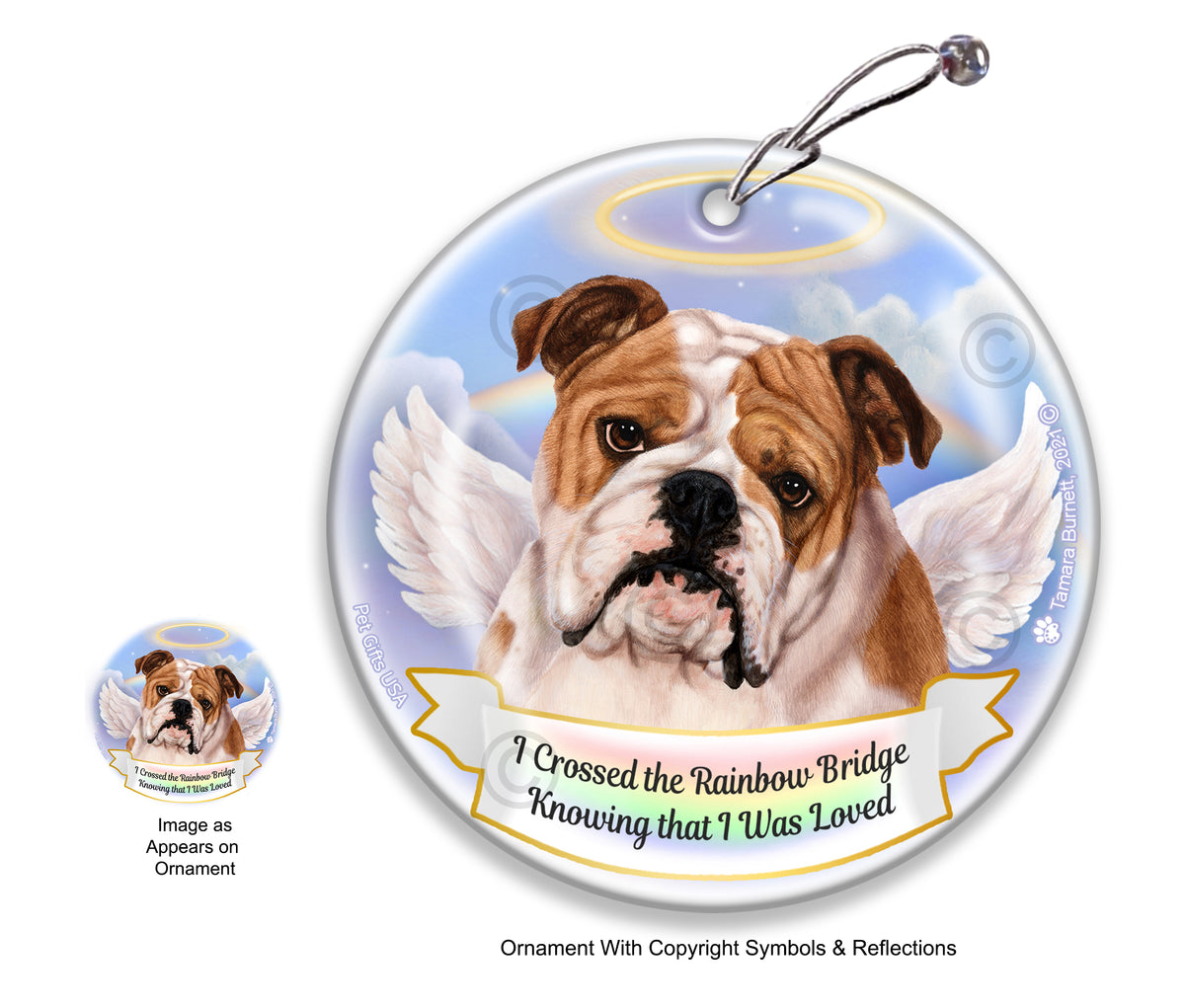 English Bulldog Rainbow Bridge Memorial Ornament
