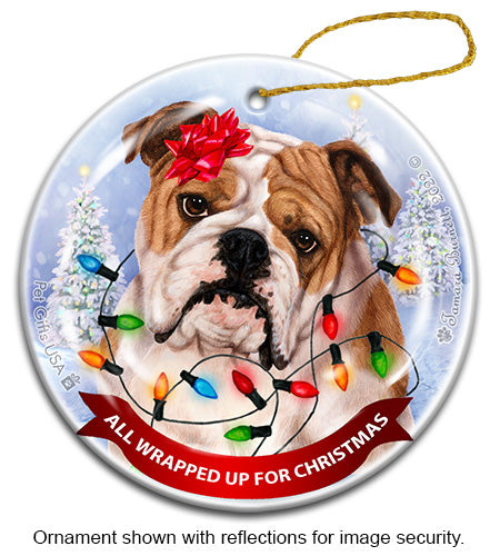 English Bulldog All Wrapped Up Ornament