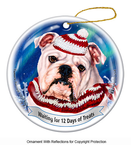English Bulldog White Ornament