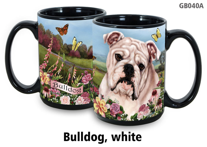 English Bulldog White - Garden Party Fun Mug 15 oz