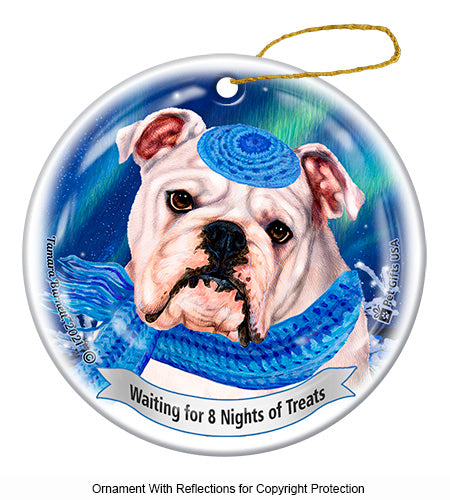 English Bulldog White Ornament