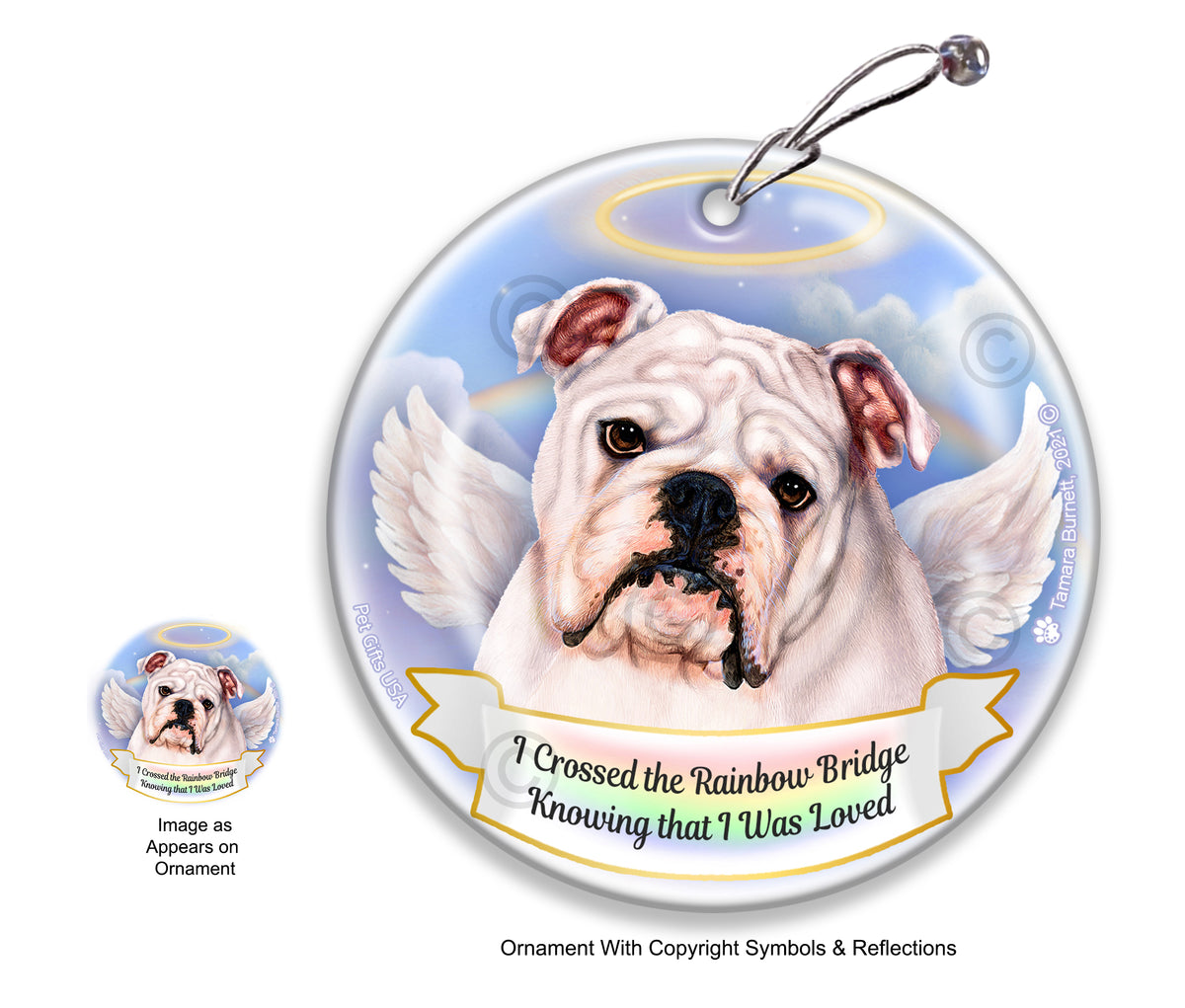 English Bulldog White Ornament