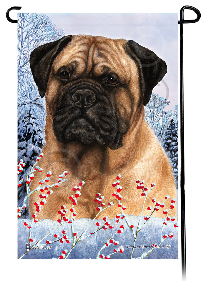 Bullmastiff Winterberries Garden Flags