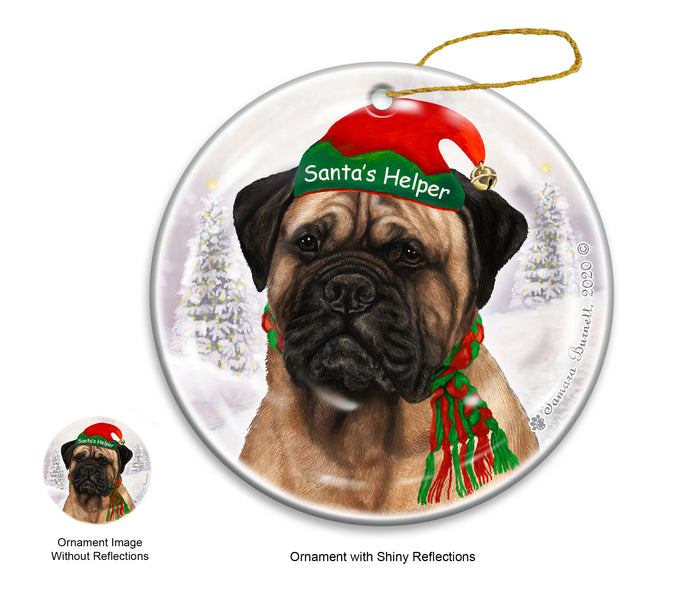 Bullmastiff Fawn - Santa's Helper Ornament