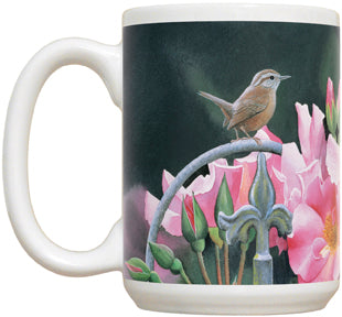Wren & Pink Flowers - Fiddler's Elbow Mug