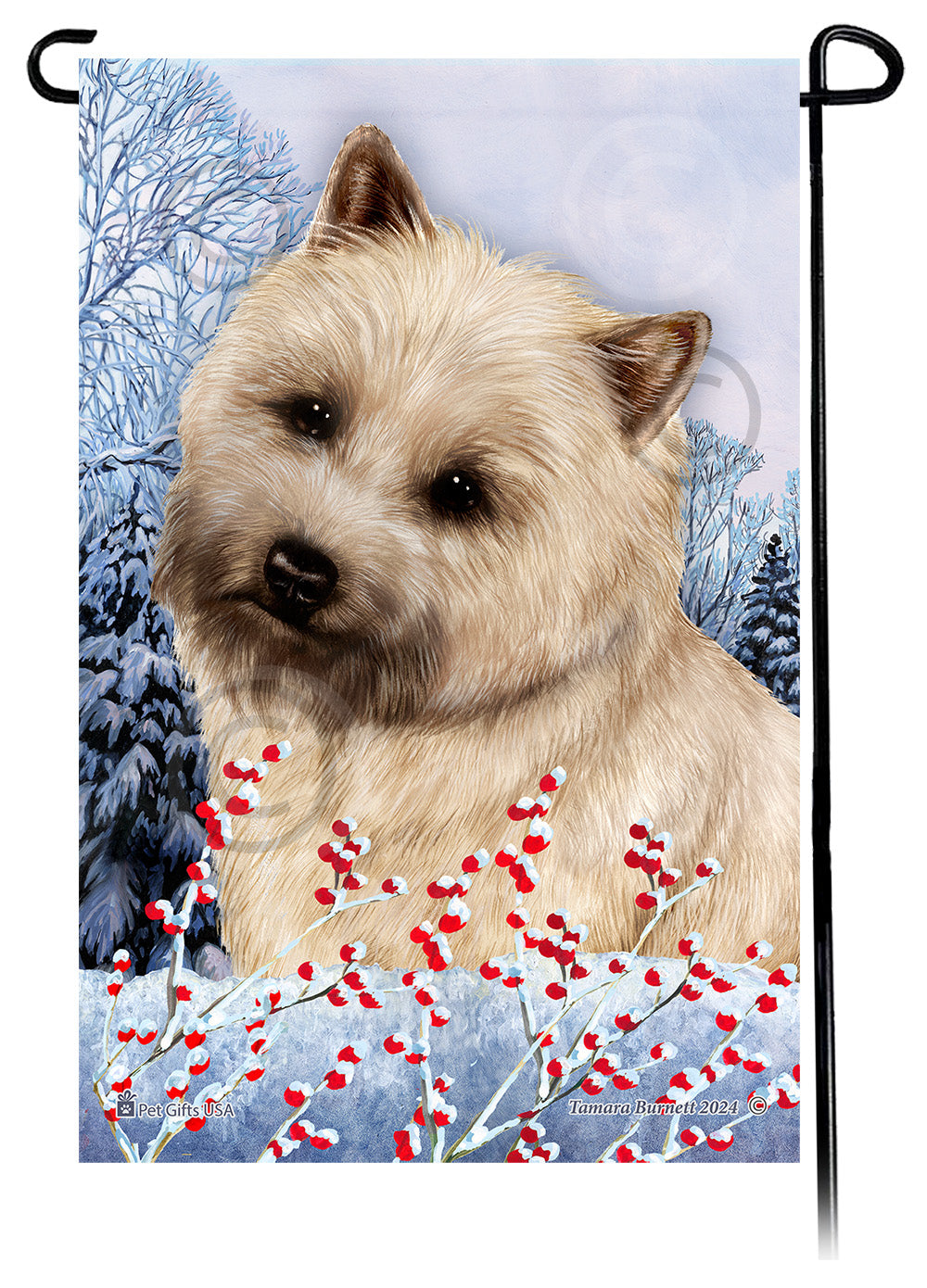 Cairn Terrier Winterberries - Garden Flag