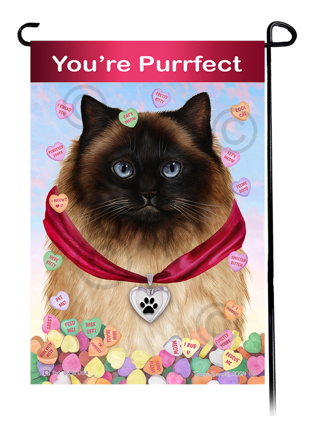 Himalayan Cat Valentine Sweetheart Garden Flags